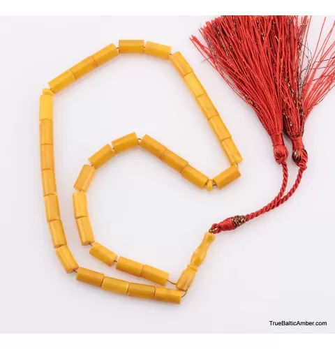 Islamic 33 CYLINDER Baltic amber prayer ANTIQUE beads