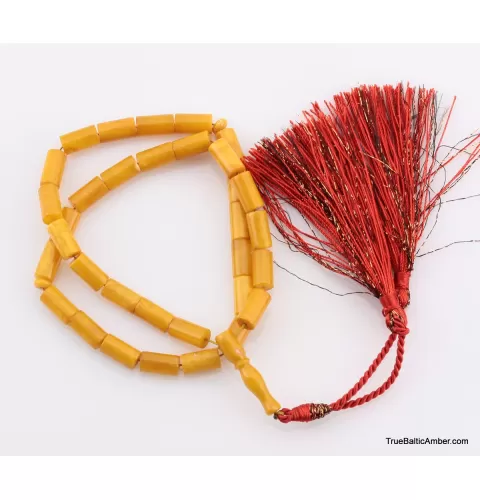 Islamic 33 CYLINDER Baltic amber prayer ANTIQUE beads