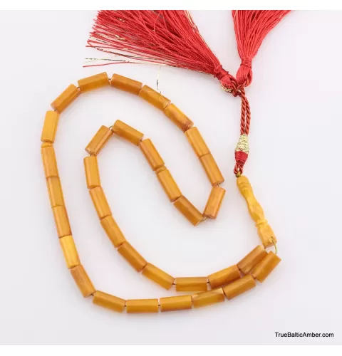 Islamic 33 CYLINDER Baltic amber prayer ANTIQUE beads