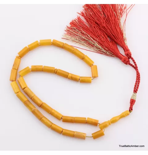 Islamic 33 CYLINDER Baltic amber prayer ANTIQUE beads