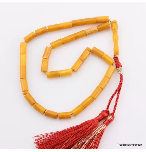 Islamic 33 CYLINDER Baltic amber prayer ANTIQUE beads