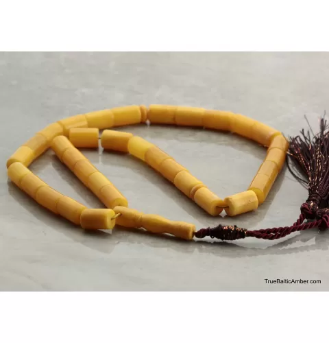 Islamic 33 CYLINDER Baltic amber prayer ANTIQUE beads