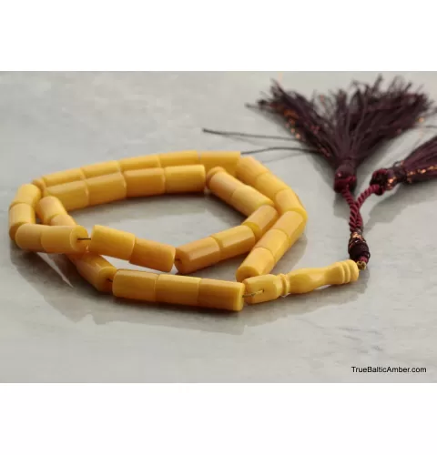 Islamic 33 CYLINDER Baltic amber prayer ANTIQUE beads