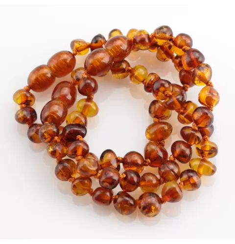 Cognac BAROQUE Baby teething Baltic amber bracelet