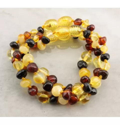 Multi BAROQUE Baby teething Baltic amber bracelet