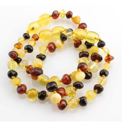 Multi BAROQUE Baby teething Baltic amber bracelet