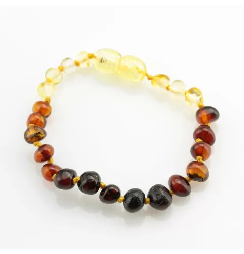 Rainbow BAROQUE Baby teething Baltic amber bracelet