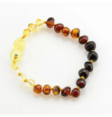 Rainbow BAROQUE Baby teething Baltic amber bracelet