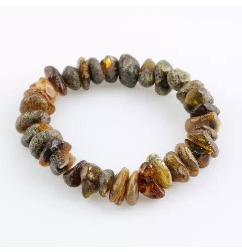 Dark stones Baltic amber elastic bracelet 7in