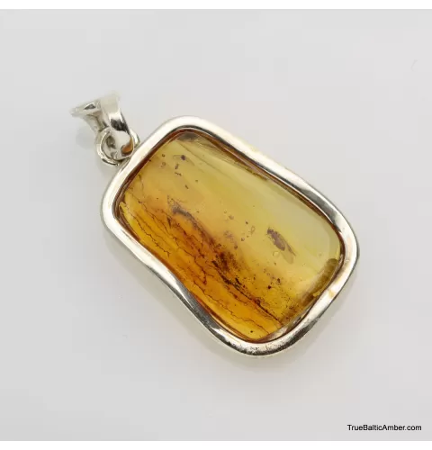 Baltic amber silver pendant w insect inclusion 7g
