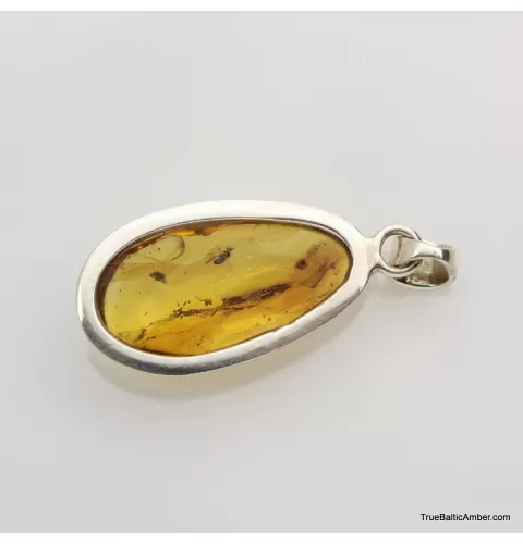 Baltic amber silver pendant w insect inclusion 5g