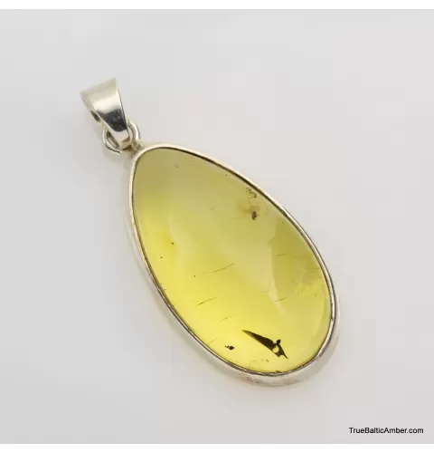 Baltic amber silver pendant w insect inclusion 8g