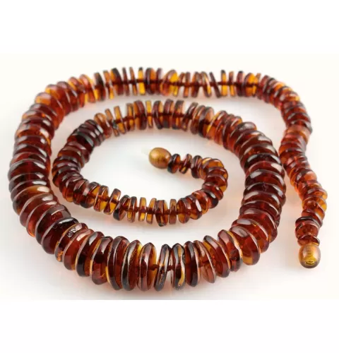 Cognac Buttons Baltic amber necklace 22in