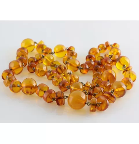 Vintage Composition beads Baltic amber necklace 28in