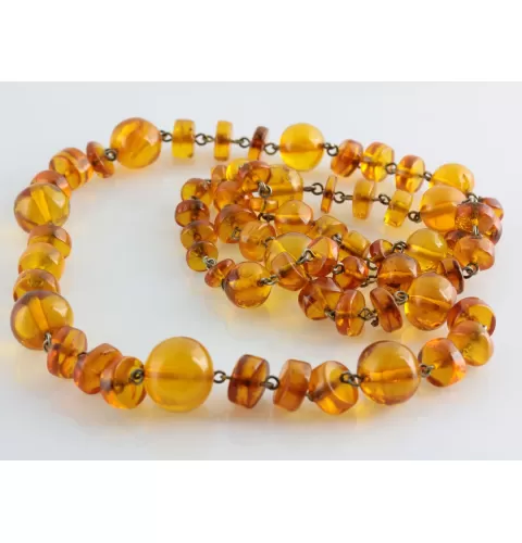 Vintage Composition beads Baltic amber necklace 28in