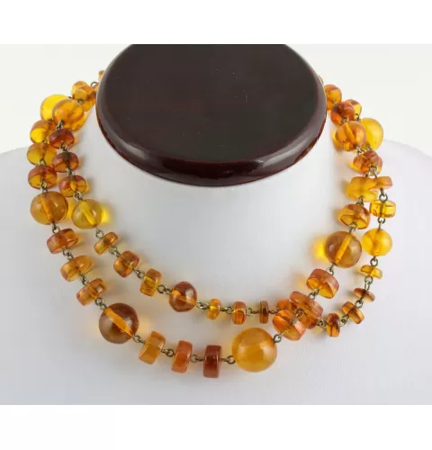 Vintage Composition beads Baltic amber necklace 28in