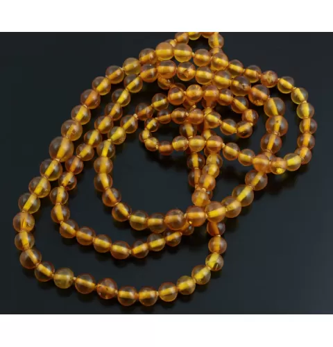 Vintage Round beads Baltic amber long necklace 45in