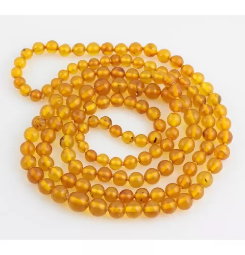 Vintage Round beads Baltic amber long necklace 45in