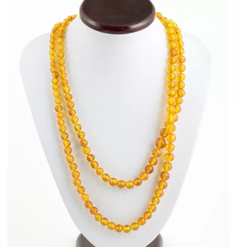 Vintage Round beads Baltic amber long necklace 45in