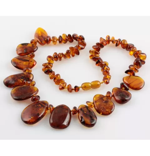 Leave shape beads Baltic amber necklace 19in