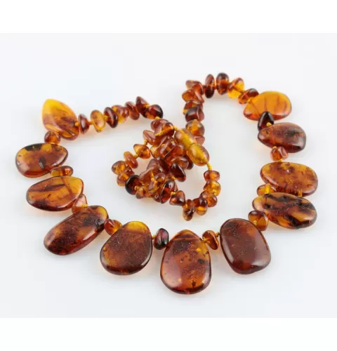 Leave shape beads Baltic amber necklace 19in