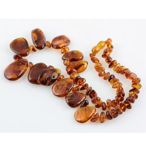 Leave shape beads Baltic amber necklace 19in