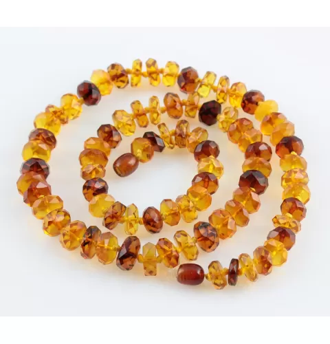 Facet cut Buttons Baltic amber necklace 21in