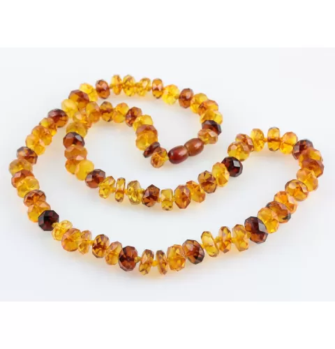 Facet cut Buttons Baltic amber necklace 21in