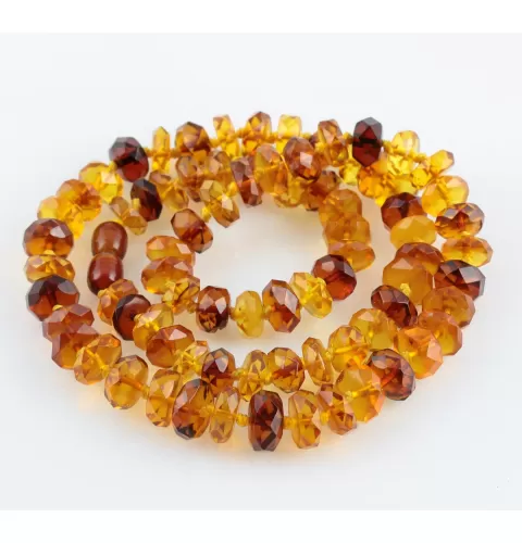 Facet cut Buttons Baltic amber necklace 21in