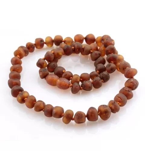 Raw Cognac BAROQUE beads Baltic amber necklace 17in