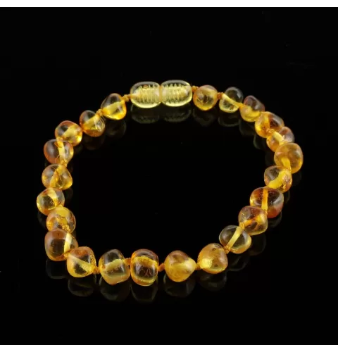 Honey BAROQUE beads Baltic amber bracelet 7in