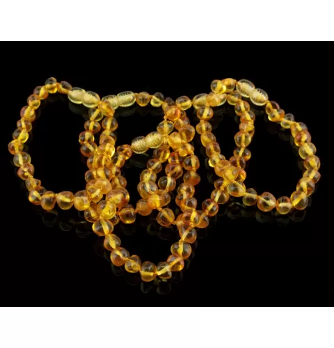 Honey BAROQUE beads Baltic amber bracelet 7in
