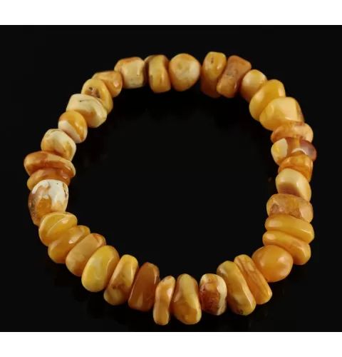 Egg Yolk nuggets Baltic amber stretch bracelet 7in