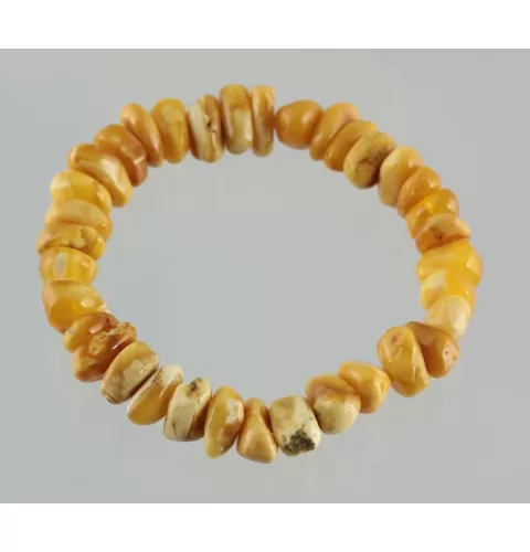 Egg Yolk nuggets Baltic amber stretch bracelet 7in