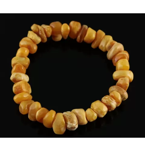 Egg Yolk nuggets Baltic amber stretch bracelet 7in