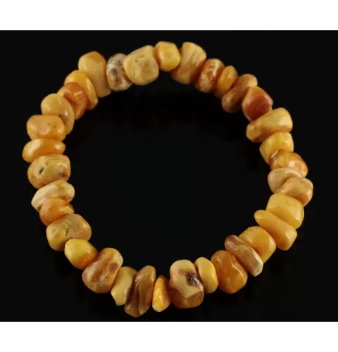 Egg Yolk nuggets Baltic amber stretch bracelet 7in
