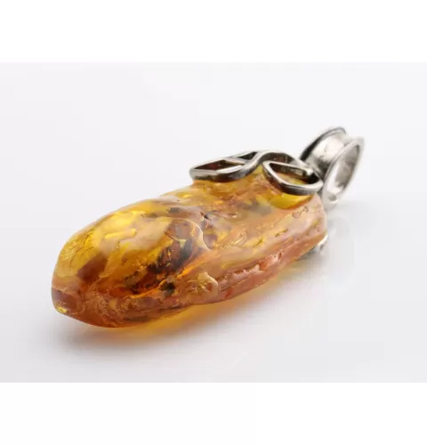 Huge amulet Baltic amber silver pendant w insect inclusion 55g
