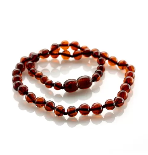 ROUND Baby teething Baltic amber necklace 13in