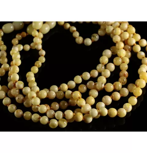 ROUND Baby teething Baltic amber necklace 13in