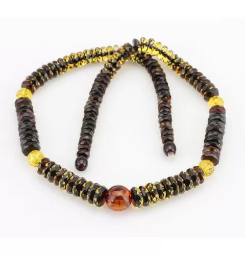 Faceted BUTTONS Baltic amber necklace 20in