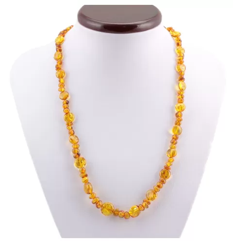 Composition Button beads Baltic amber necklace 21in