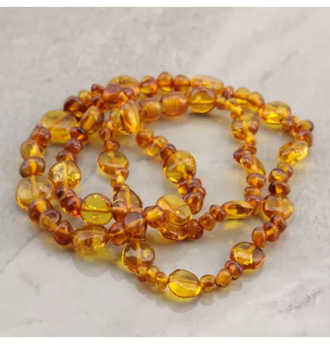 Composition Button beads Baltic amber necklace 21in
