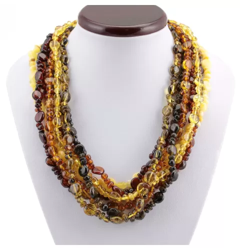 Composition Button beads Baltic amber necklace 21in