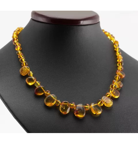 Leave shape pieces Baltic amber necklace 18in