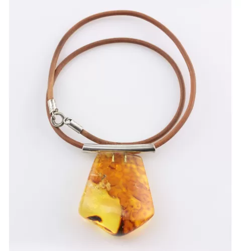 Large Amulet Baltic amber Silver Pendant 21g