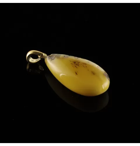 Unique DROP Baltic Amber Gold Plated Pendant
