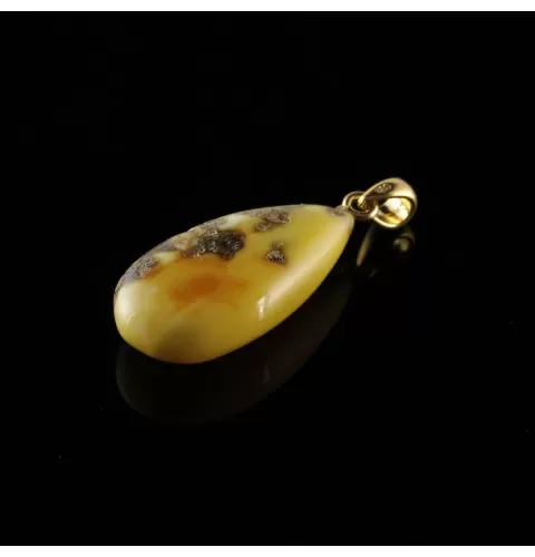 Unique DROP Baltic Amber Gold Plated Pendant