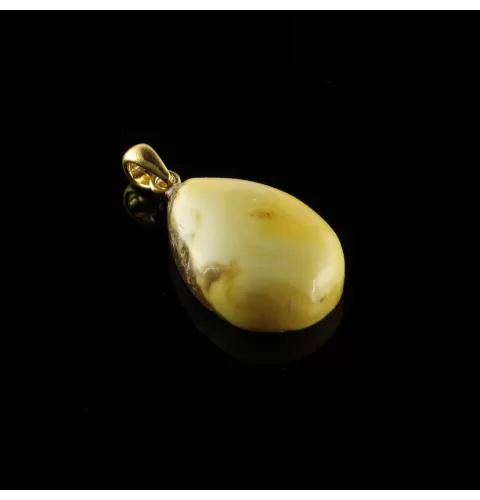 Unique DROP Baltic Amber Gold Plated Pendant