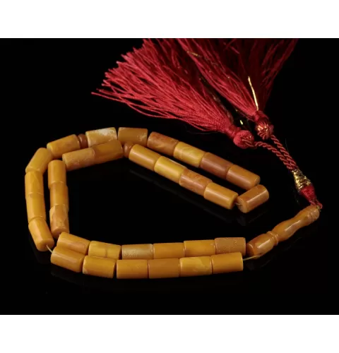 Islamic 33 CYLINDER Baltic amber prayer ANTIQUE beads