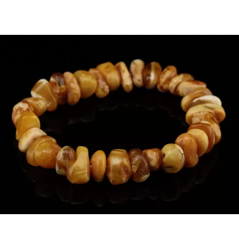 Egg Yolk nuggets Baltic amber stretch bracelet 7in